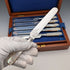 Antique British Mother-of-Pearl Dessert Cutlery, 6 Pairs, Wooden Box, by JOHN ROUND & SON