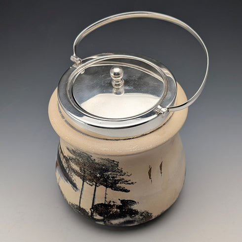 英国ヴィンテージ ジャポニズムスタイル 陶器製 クッキージャー