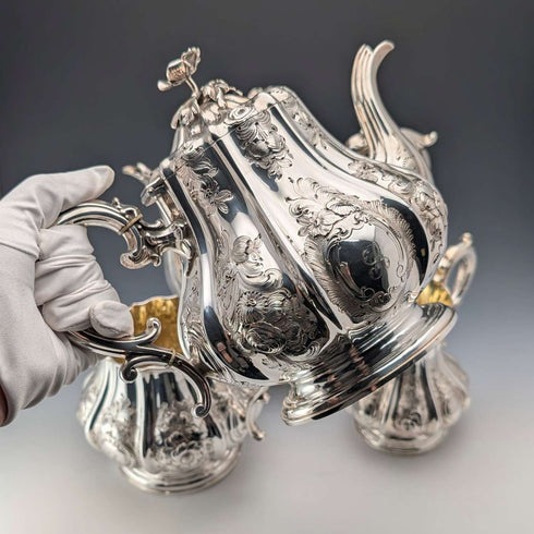1857年 英国アンティーク シルバープレート製 ティー/コーヒーセット Elkington