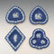 Vintage British Wedgwood Jasperware Playing Card-Shaped Small Plates, Set of 4, Royal Blue