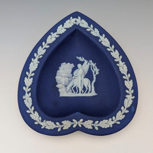 Vintage British Wedgwood Jasperware Playing Card-Shaped Small Plates, Set of 4, Royal Blue