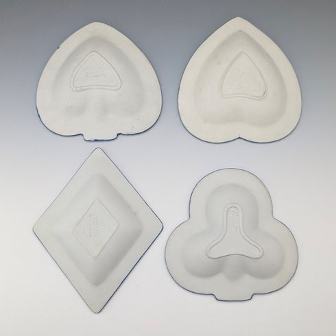 Vintage British Wedgwood Jasperware Playing Card-Shaped Small Plates, Set of 4, Royal Blue