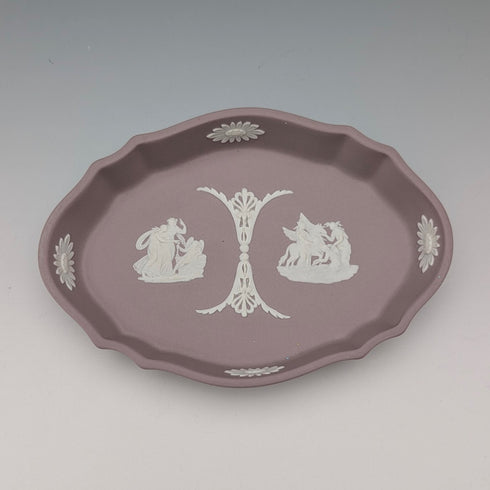 Vintage British Wedgwood Jasperware Oval Dish in Lilac