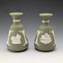 A pair of vintage Wedgwood green jasperware vases.