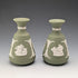 A pair of vintage Wedgwood green jasperware vases.
