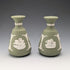 A pair of vintage Wedgwood green jasperware vases.