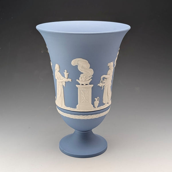 Vintage British Wedgwood Jasperware Vase, Pale Blue