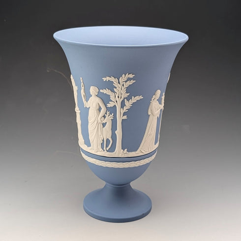 Vintage British Wedgwood Jasperware Vase, Pale Blue
