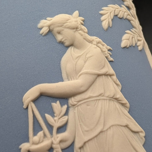 Vintage British Wedgwood Jasperware Vase, Pale Blue