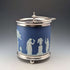 Antique British Wedgwood Biscuit Barrel Jasperware Royal Blue