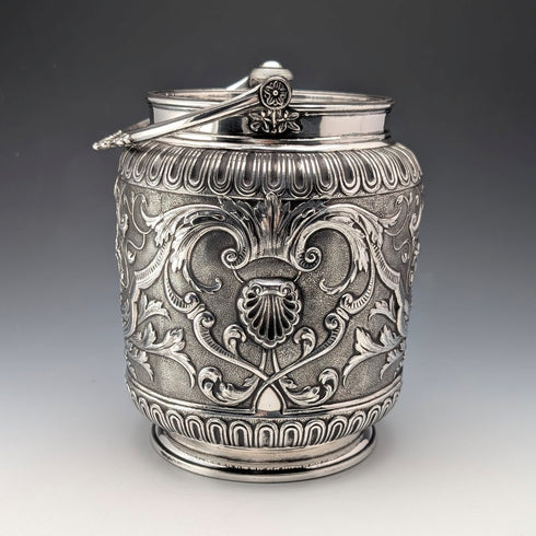 1892年 英国アンティーク シルバープレート製 ビスケットバレル James Dixon&Sons