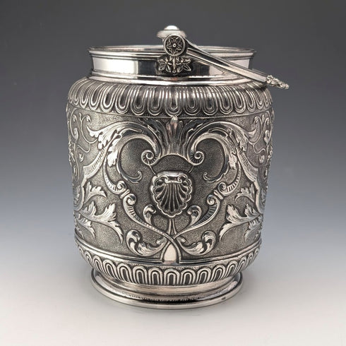 1892年 英国アンティーク シルバープレート製 ビスケットバレル James Dixon&Sons