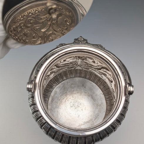 1892年 英国アンティーク シルバープレート製 ビスケットバレル James Dixon&Sons