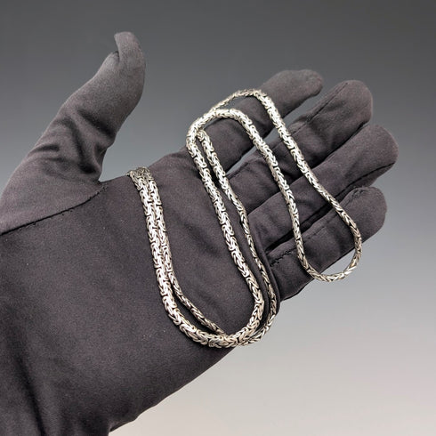 ヴィンテージ 純銀製 ビザンチンチェーン ネックレス 76cm 35g