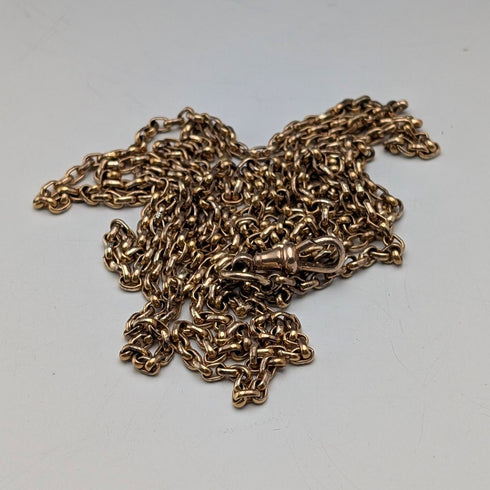 英国アンティーク ピンチベック製 マフチェーン ネックレス 全長133cm クリップ付き