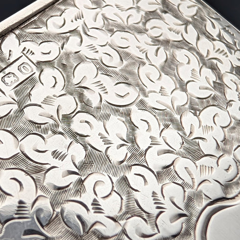 1897年 英国アンティーク 純銀製 スライド式 カードケース 84g H W King&Son