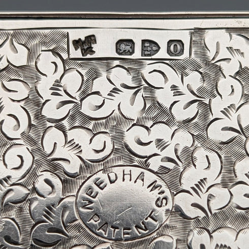 1897年 英国アンティーク 純銀製 スライド式 カードケース 84g H W King&Son