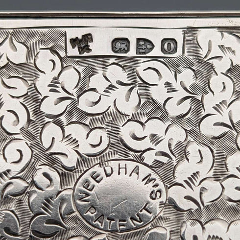 1897 British Antique Sterling Silver Sliding Card Case, 84g, HW King & Son