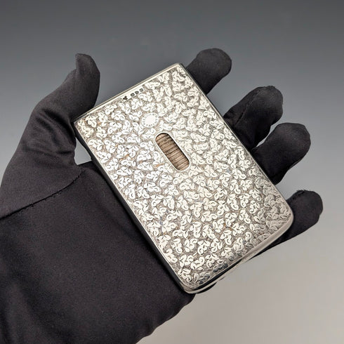 1897年 英国アンティーク 純銀製 スライド式 カードケース 84g H W King&Son