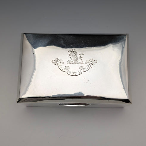 1913 British Antique Sterling Silver Cigarette Box with Wooden Interior, Walker & Hall