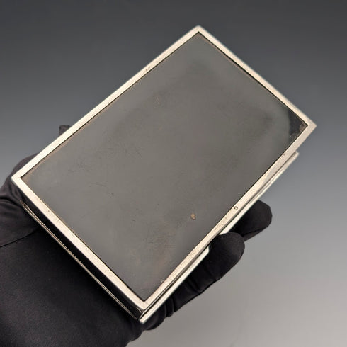 1913 British Antique Sterling Silver Cigarette Box with Wooden Interior, Walker & Hall