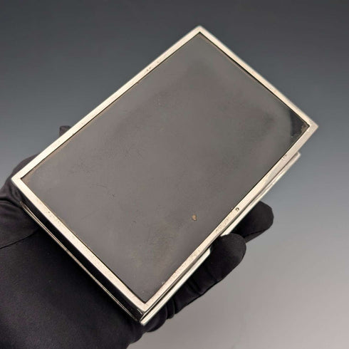 1913 British Antique Sterling Silver Cigarette Box with Wooden Interior, Walker & Hall