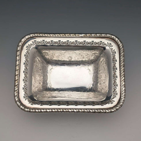 Mappin & Webb 出品的復古英國鍍銀方形帶柄碟