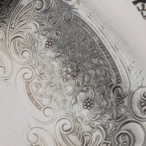 英国ヴィンテージ シルバープレート製 脚付き角形ディッシュ Mappin&Webb