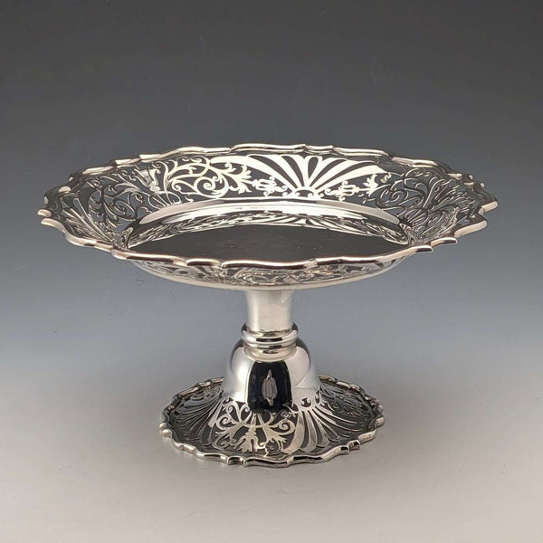 1899年英國古董純銀果盤,389克,直徑20厘米,金匠和銀匠