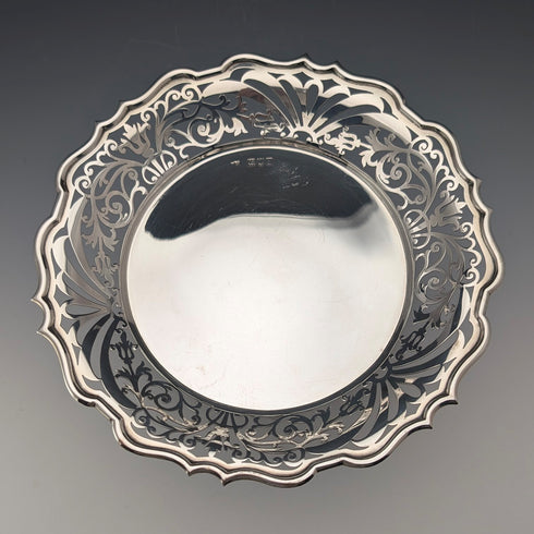 1899年 英国アンティーク 純銀製コンポート 389g 直径20cm Goldsmiths&Silversmiths