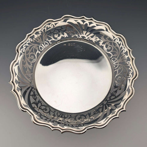 1899年 英国アンティーク 純銀製コンポート 389g 直径20cm Goldsmiths&Silversmiths
