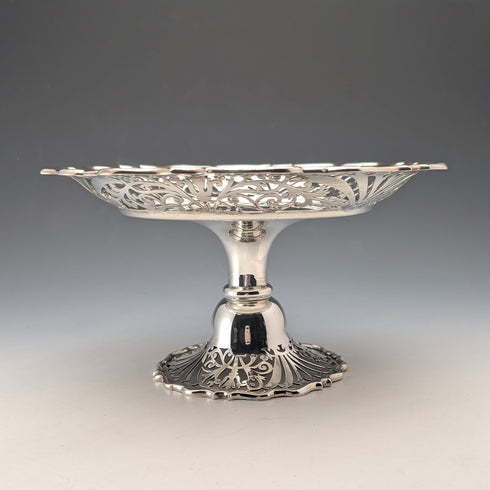 1899年 英国アンティーク 純銀製コンポート 389g 直径20cm Goldsmiths&Silversmiths