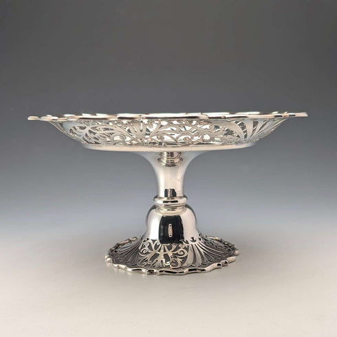 1899年 英国アンティーク 純銀製コンポート 389g 直径20cm Goldsmiths&Silversmiths