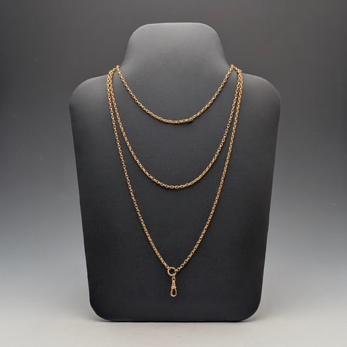 英国アンティーク ピンチベック製 マフチェーン ネックレス 全長133cm クリップ付き