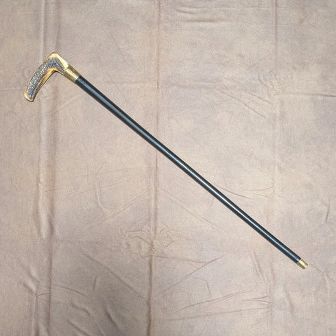 Vintage Black Shaft Antler L-Handle Walking Stick, 72cm, ASHBEY