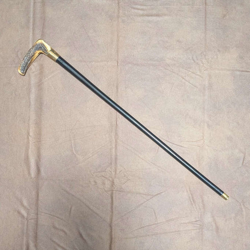 ヴィンテージ ブラックシャフト アントラーL字ハンドル ステッキ 杖 72cm ASHBEY