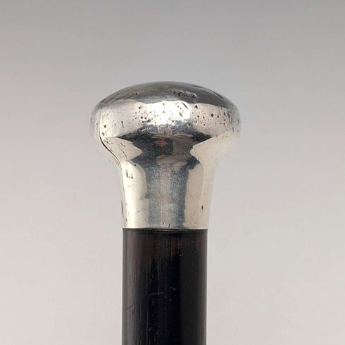 1916年 英国アンティーク ブラックシャフト 純銀製ロンデルハンドル 杖 87cm