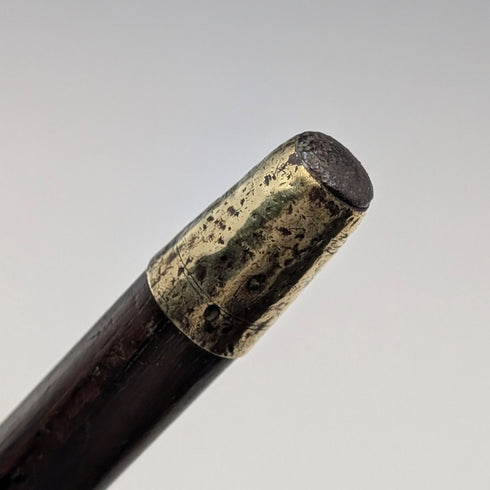 1916 British Antique Black Shaft Sterling Silver Rondelle Handle Cane 87cm