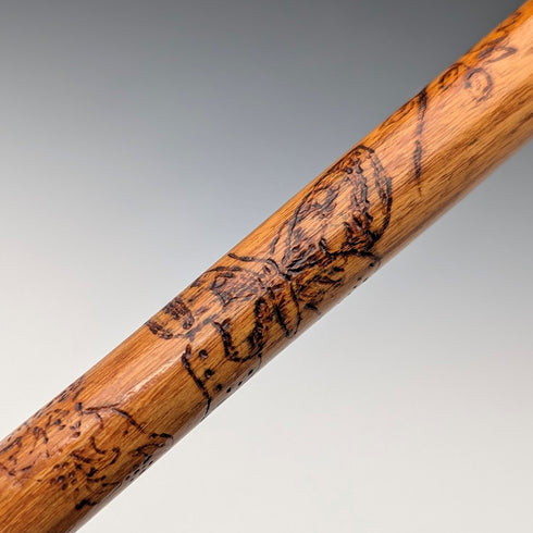 Vintage two-tone brown shaft rondelle handle walking stick, 91cm