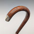 Circa 1928 British Vintage Brown Shaft, Curved Handle, Sterling Silver Ornamented Walking Stick, 85cm