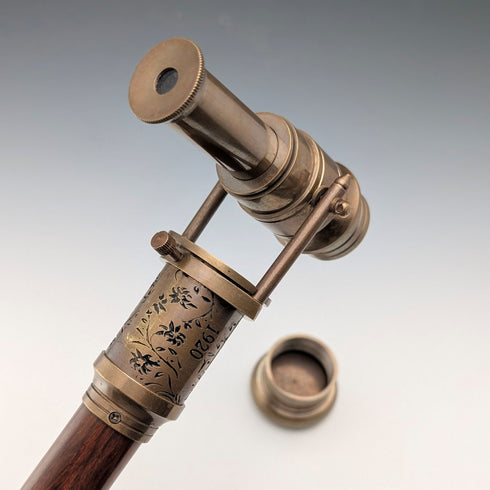 Vintage British Telescope & Compass Handle Split Shaft Walking Stick, 97cm, Dollond London