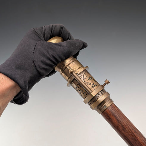 Vintage British Telescope & Compass Handle Split Shaft Walking Stick, 97cm, Dollond London