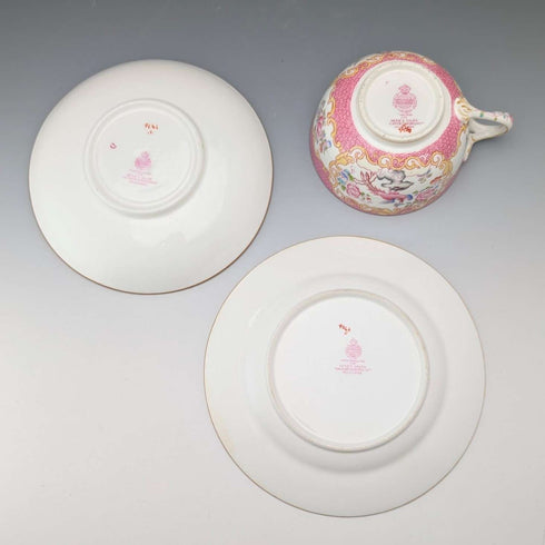 1920年代 英国ミントン ティーカップトリオ ピンクコカトリス マイヤー・エンポーリアム特注品②