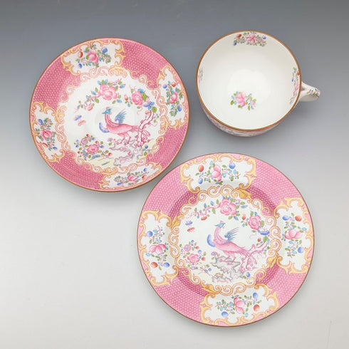1920s British Minton Teacup Trio Pink Cockatrice, special order for Meyer Emporium ③