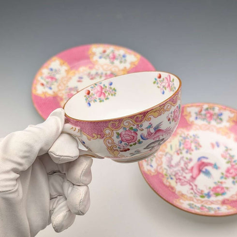 1920年代英國明頓茶杯三件組粉紅雞蛇,為邁耶商場特別訂購③