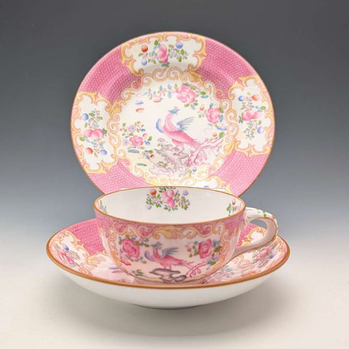 1920年代 英国ミントン ティーカップトリオ ピンクコカトリス マイヤー・エンポーリアム特注品④