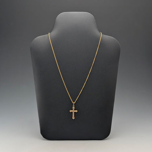 ヴィンテージ ロールドゴールド クロス型ペンダント ネックレスチェーン付