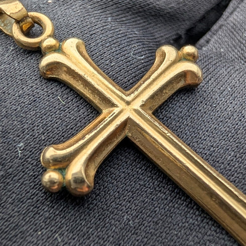 ヴィンテージ ロールドゴールド クロス型ペンダント ネックレスチェーン付