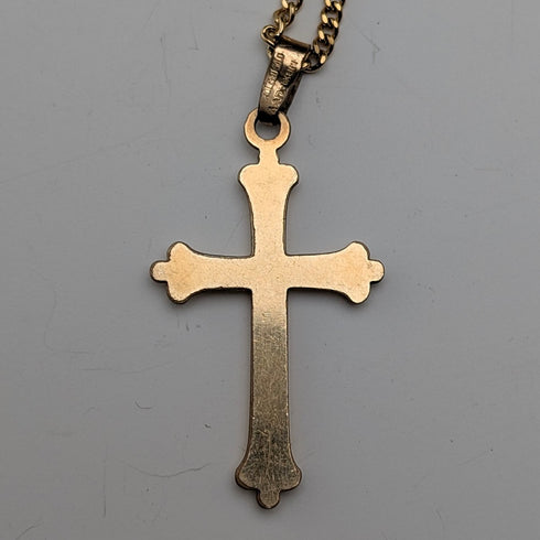 ヴィンテージ ロールドゴールド クロス型ペンダント ネックレスチェーン付