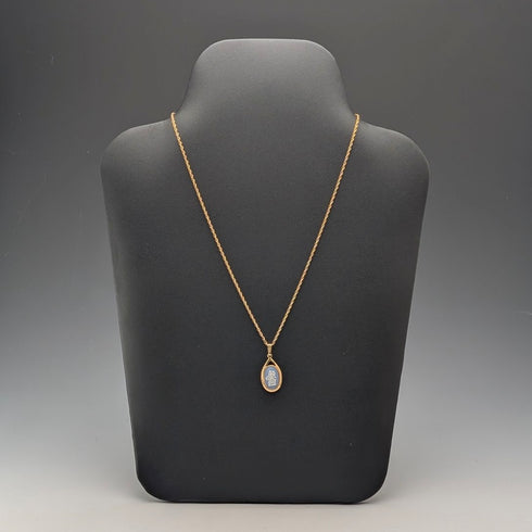 British Wedgwood Jasperware Pendant with Gold P Base and Necklace Chain